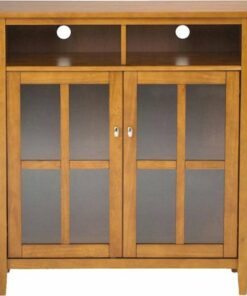 Simpli Home - Warm Shaker SOLID WOOD 39 inch Wide Transitional Medium Storage Media Cabinet in - Light Golden Brown