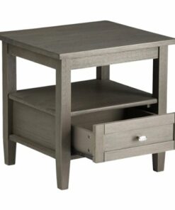 Simpli Home - Warm Shaker SOLID WOOD 20 inch Wide Rectangle Transitional End Side Table in Farmhouse Grey - Farmhouse Gray