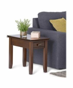 Simpli Home - Artisan SOLID WOOD 14 inch Wide Rectangle Transitional Narrow End Side Table in - Russet Brown
