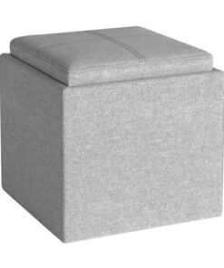 Simpli Home - Rockwood Square Contemporary Wood/Foam Ottoman With Inner Storage - Gray Cloud