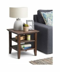 Simpli Home - Acadian Square Rustic Wood End Table - Farmhouse Brown