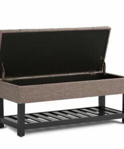 Simpli Home - Saxon 44 inch Wide Traditional Rectangle Storage Ottoman Bench - Fawn Brown