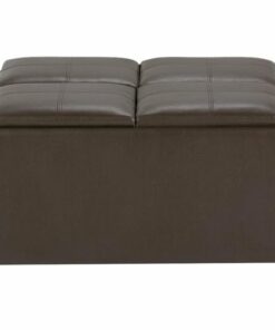 Simpli Home - Avalon Square Contemporary Polyurethane Faux Leather Storage Ottoman - Chocolate Brown