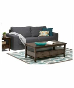 Simpli Home - Warm Shaker Rectangular Rustic Wood 2-Drawer Coffee Table - Tobacco Brown