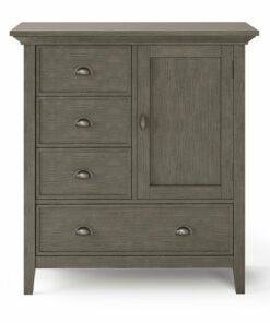Simpli Home - Redmond SOLID WOOD 39 inch Wide Transitional Medium Storage Cabinet in - Farmhouse Grey