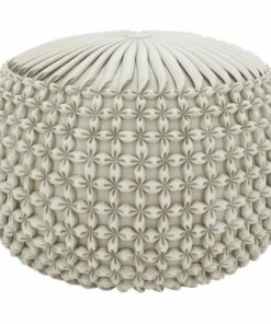 Simpli Home - Renee Round Transitional Velvet/Cotton Pouf - Cream