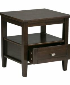 Simpli Home - Warm Shaker SOLID WOOD 20 inch Wide Rectangle Transitional End Side Table in - Tobacco Brown