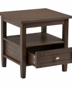 Simpli Home - Warm Shaker SOLID WOOD 20 inch Wide Rectangle Transitional End Side Table in - Farmhouse Brown