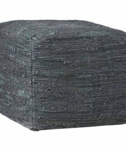 Simpli Home - Fredrik Square Transitional Cotton/Woven Leather Pouf - Gray