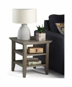 Simpli Home - Acadian Square Rustic Wood End Table - Farmhouse Gray