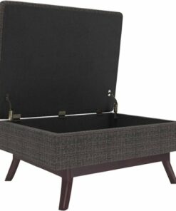Simpli Home - Owen Rectangular Mid-Century Modern Tweed Ottoman With Inner Storage - Ebony