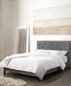 CorLiving - Nova Ridge Tufted Upholstered Bed, Full - Light Gray