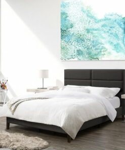 CorLiving - Bellevue Wide Panel Upholstered Bed, Full - Dark Gray