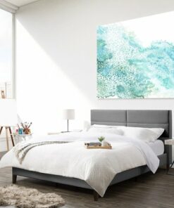 CorLiving - Bellevue Wide Panel Upholstered Bed, Queen - Light Gray