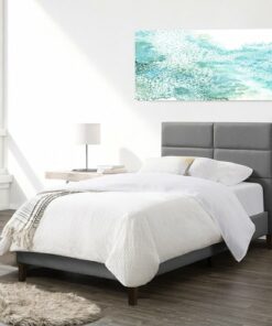 CorLiving - Bellevue Wide Panel Upholstered Bed, Twin - Light Gray