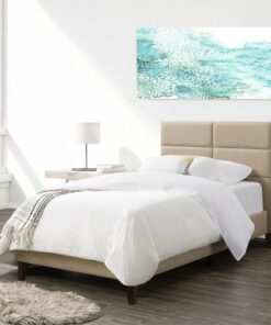 CorLiving - Bellevue Wide Panel Upholstered Bed, Twin - Beige