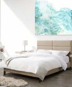 CorLiving - Bellevue Wide Panel Upholstered Bed, Full - Beige