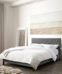 CorLiving - Nova Ridge Tufted Upholstered Bed, Queen - Light Gray