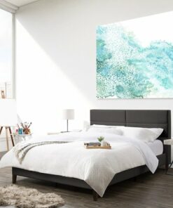 CorLiving - Bellevue Wide Panel Upholstered Bed, Queen - Dark Gray