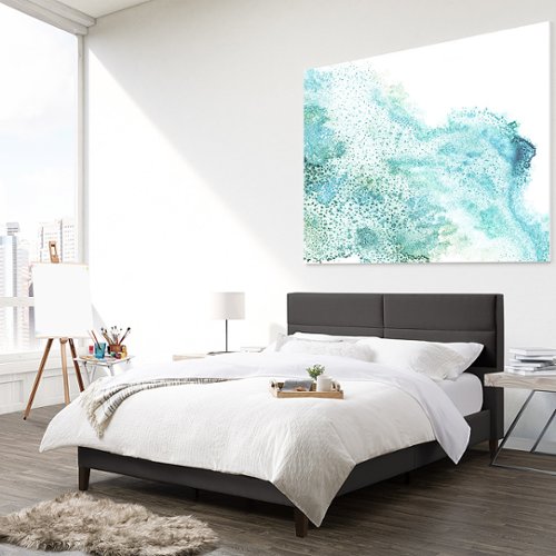 CorLiving - Bellevue Wide Panel Upholstered Bed, Queen - Dark Gray