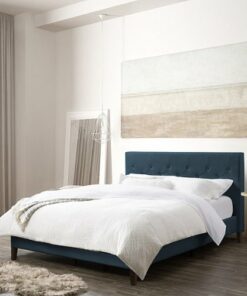 CorLiving - Nova Ridge Tufted Upholstered Bed, Queen - Ocean Blue