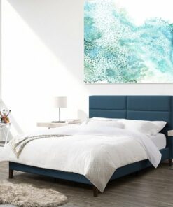 CorLiving - Bellevue Wide Panel Upholstered Bed, Full - Ocean Blue