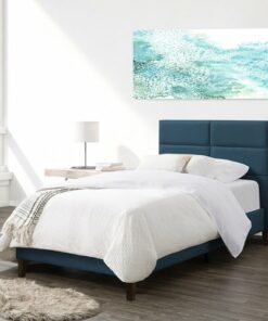 CorLiving - Bellevue Wide Panel Upholstered Bed, Twin - Ocean Blue