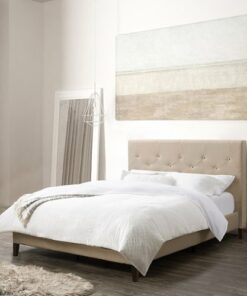 CorLiving - Nova Ridge Tufted Upholstered Bed, Full - Cream