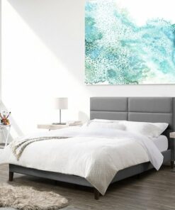 CorLiving - Bellevue Wide Panel Upholstered Bed, Full - Light Gray