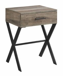 Walker Edison - Brin 18" X Leg 1 Drawer Metal and Wood Side Table - Grey Wash