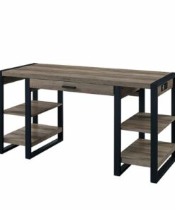 Walker Edison - 60" Modern Industrial USB Power Computer Desk - Grey Wash