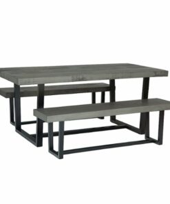 Walker Edison - 3-Piece Farmhouse Dining Set - Grey