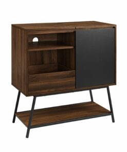Walker Edison - Mid Century Modern Record Player Cabinet - Dark Walnut