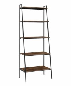 Walker Edison - 72" Industrial Ladder 5-Shelf Bookcase - Dark Walnut