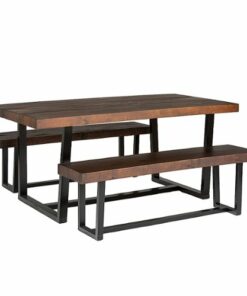 Walker Edison - 3-Piece Farmhouse Dining Set - Mahogany