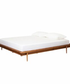 Walker Edison - King Mid Century Solid Wood Platform Bed - Caramel