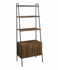 Walker Edison - 72" Industrial Ladder 5-Shelf Storage Bookcase - Dark Walnut