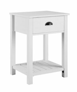 Walker Edison - 18" 1-Drawer Country Side Table - Brushed White