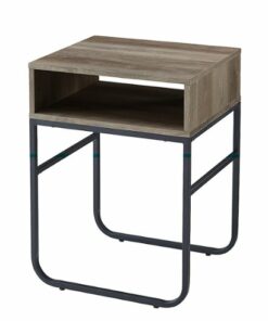 Walker Edison - 18" Curved Metal Leg Side Table - Grey Wash