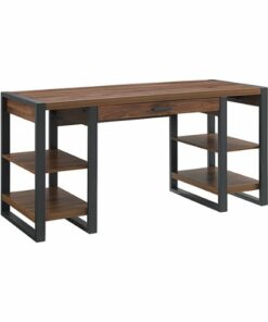 Walker Edison - 60" Modern Industrial USB Power Computer Desk - Dark Walnut