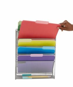 Mind Reader - Mesh 6 Pocket Vertical Desk Organizer - Silver