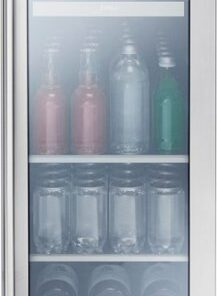 Zephyr - Presrv 15 in. 4-Bottle and 64-Can Single Zone Beverage Cooler - Stainless Steel/Glass