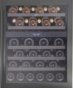 Zephyr - Presrv 24 in. 45-Bottle Dual Zone Freestanding/Built-In Wine Cooler - Black Stainless Steel
