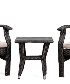 Patio Sense - Miles Outdoor Square Wicker 3 Piece Patio Set - Mocha
