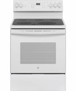 GE - 5.3 Cu. Ft. Freestanding Electric Convection Range with Self-Steam Cleaning and No-Preheat Air Fry - White on White
