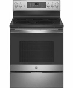 GE - 5.3 Cu. Ft. Freestanding Electric Convection Range with Self-Steam Cleaning and No-Preheat Air Fry - Stainless steel