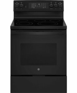 GE - 5.3 Cu. Ft. Freestanding Electric Convection Range with Self-Steam Cleaning and No-Preheat Air Fry - Black on Black