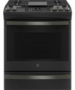 GE - 5.6 Cu. Ft. Slide-In Gas Convection Range with Self-Steam Cleaning, Built-In Wi-Fi, and No-Preheat Air Fry - Black Slate 0