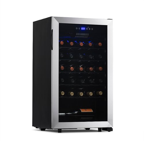 NewAir - Freestanding 33 Bottle Compressor Wine Fridge, Adjustable Racks , Exterior Digital Thermostat - Stainless steel