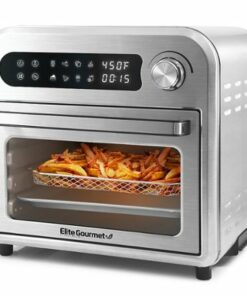 Elite Gourmet - 10L Digital Air Fryer Oven, 7 Preset Functions - Silver